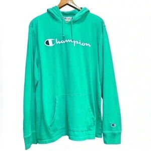 CHAMPION Bright Green Pullover Hoodie Long sleeve T-Shirt Size L